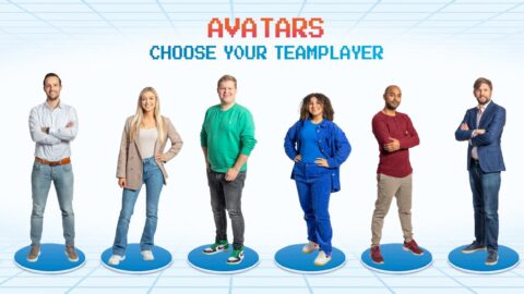 Streamer van campagne met verschillende medewerkers in beeld