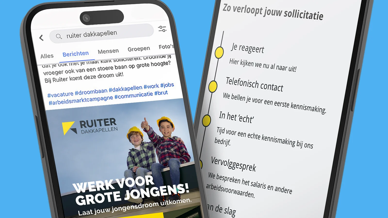 Mobiele versie van De Ruiter Dakkapellen in een mockup.