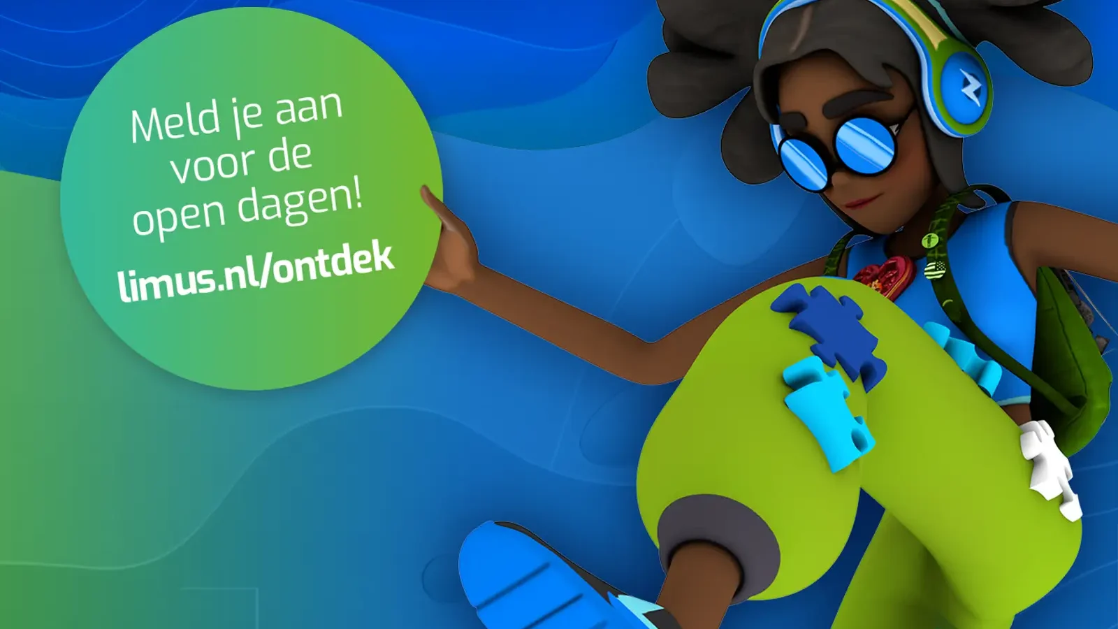 Mascotte Limus College: een urban dansende vrouw met organische kleding.