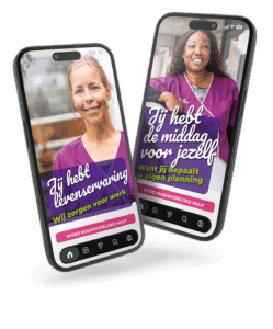Mobiele versie van campagnebeeld Acteon Thuiszorg. 
