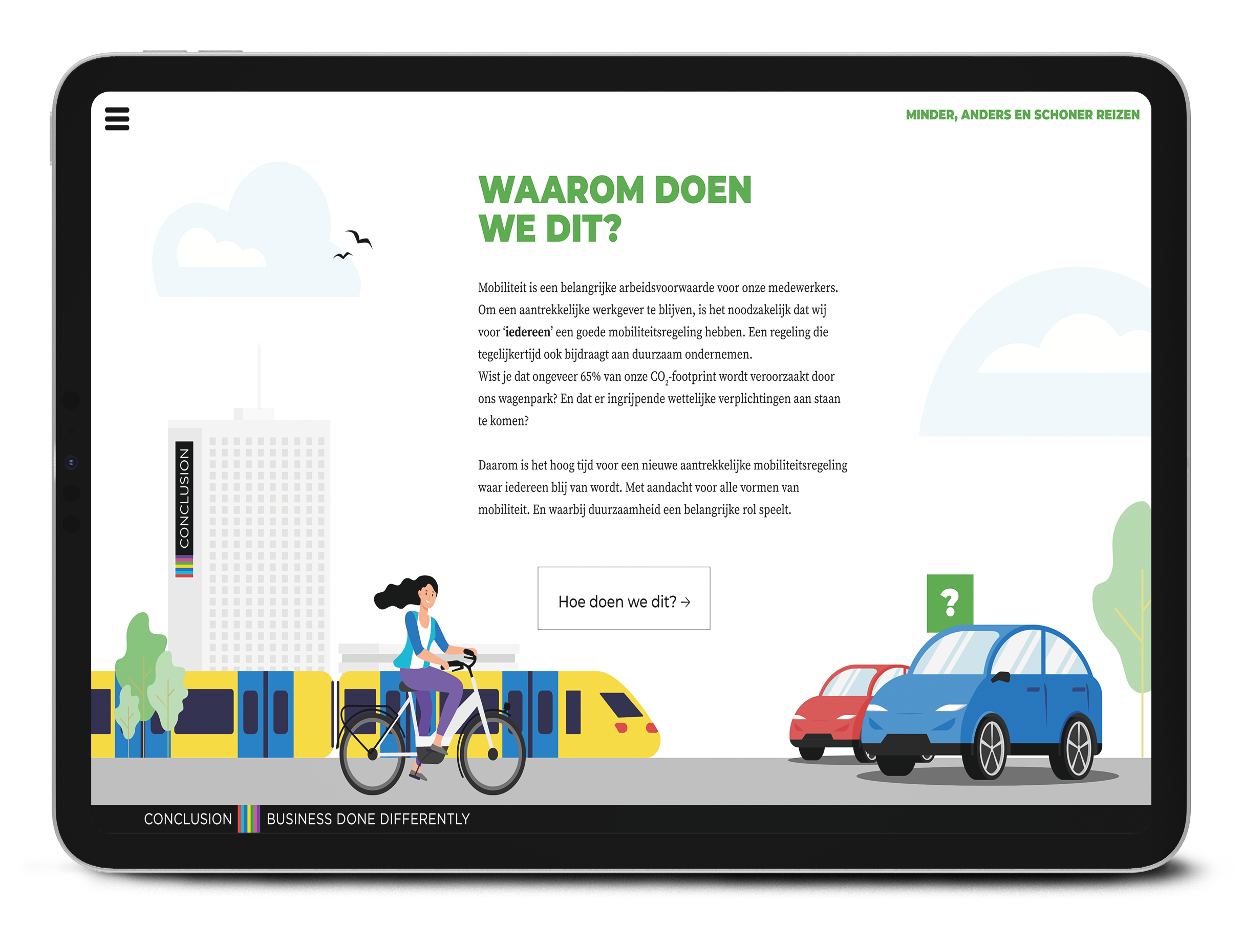 Conclusion Mobiliteitscampagne mockup van een iPad.